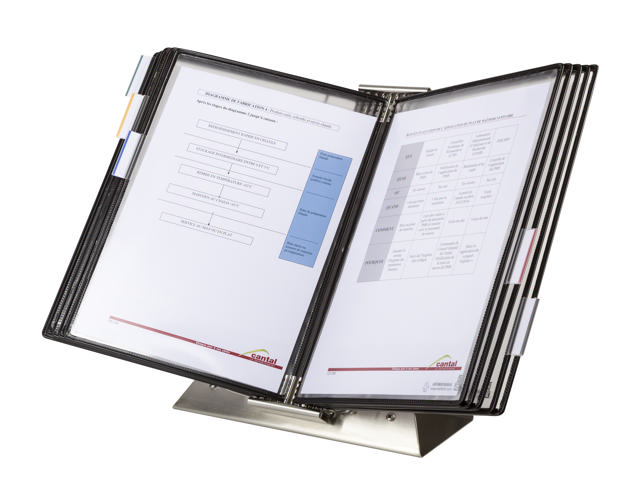 Tarifold antimicrobiële bureau zichtpanelensysteem van roestvrij staal, A4, 10 zichtpanelen