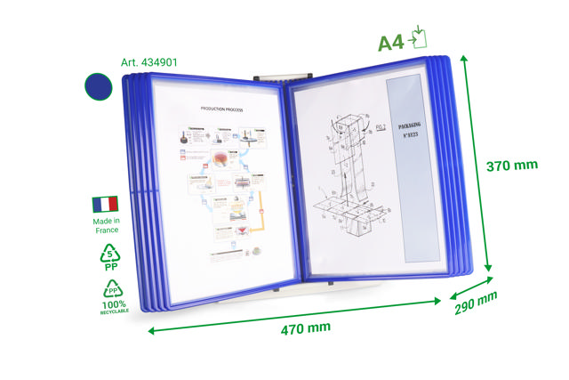 Easy Load Desk -asiakirjanäyttöjärjestelmä, A4, 10 PP-taskua
