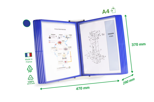 Easy Load Desk -asiakirjanäyttöjärjestelmä, A4, 10 PP-taskua