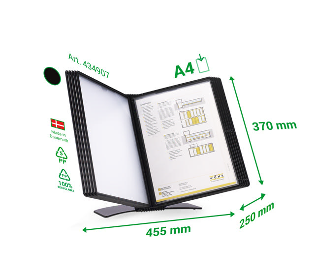Easy Load Black Edition Desk Document Display System, A4, 10 PP Pockets