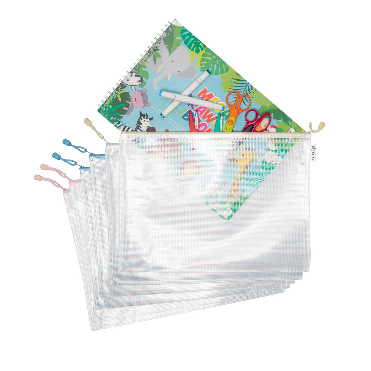 Pastelfarvede Zipper Lynlåslomme, A4