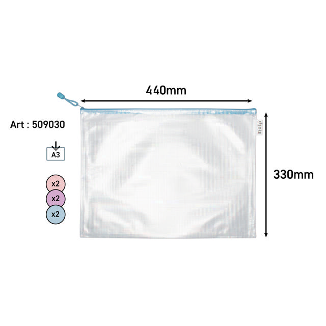 Förvaringsväska med dragkedja, pastellfärgad, A3