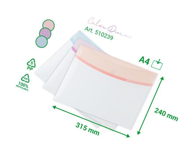 Färgglad drömkuvert, A4, liggandeformat