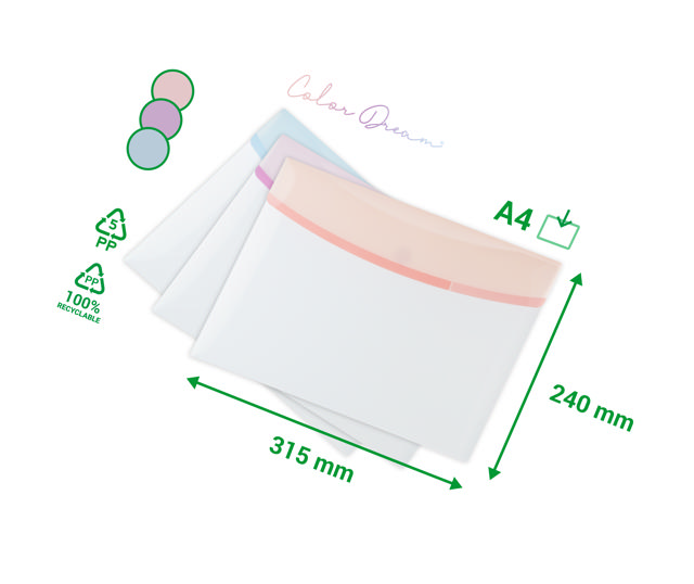 Färgglad drömkuvert, A4, liggandeformat