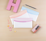 Färgglad drömkuvert, checkhäfte storlek, liggande format