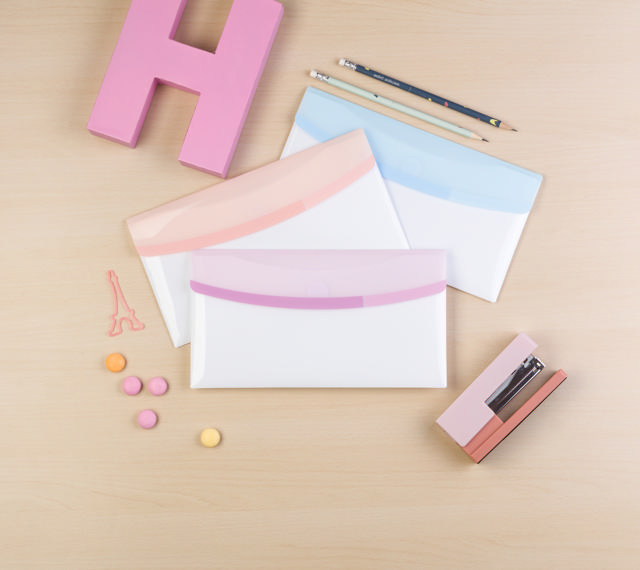 Färgglad drömkuvert, checkhäfte storlek, liggande format