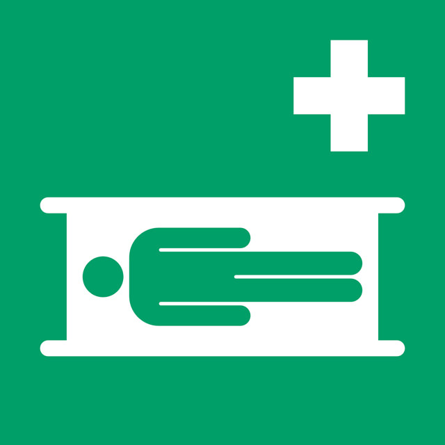 Sikkerhedsskilt Båre, 200 x 200 mm