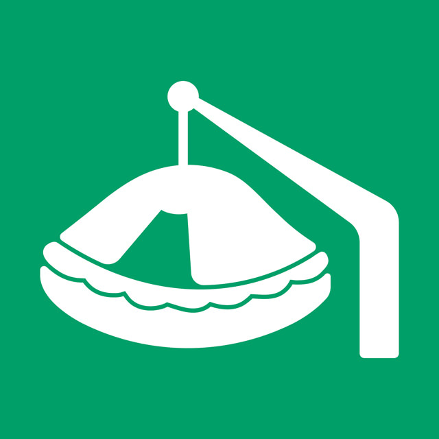 Turvallisuusmerkki Davit-laukaistu pelastuslautta, 150 x 150 mm