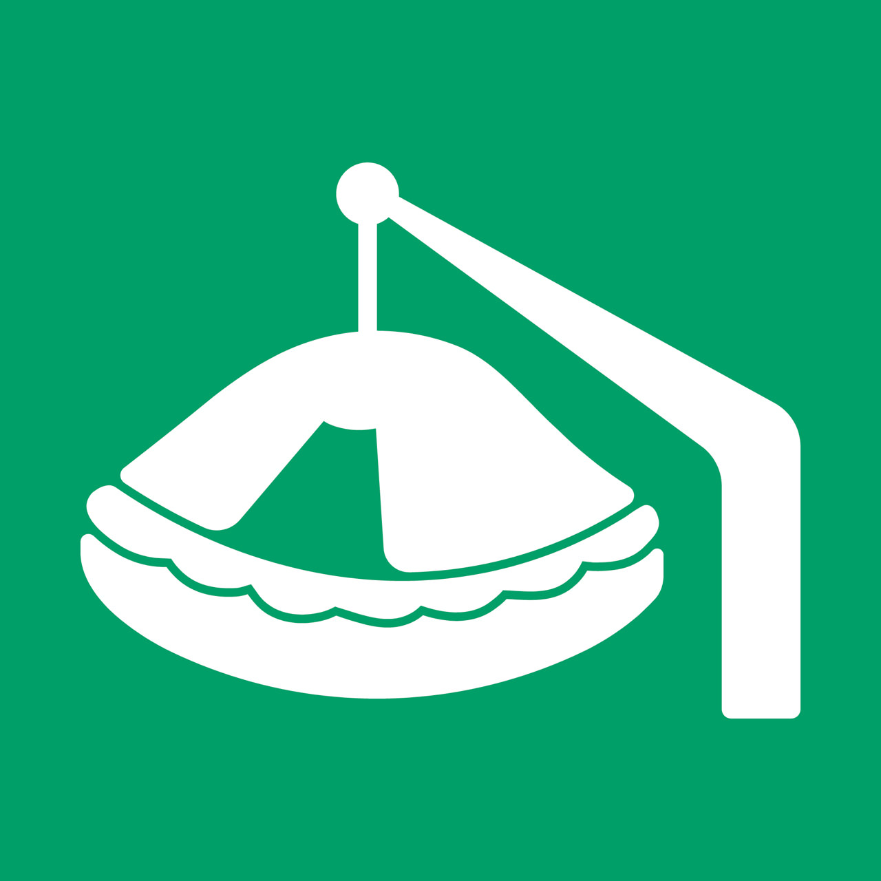 Turvallisuusmerkki Davit-laukaistu pelastuslautta, 200 x 200 mm