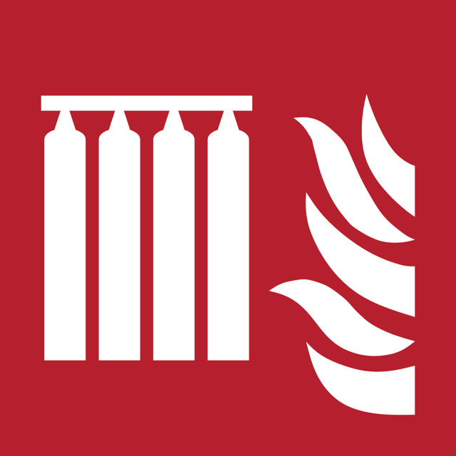 Sikkerhedsskilt Fast brandslukningsbatteri, 200 x 200 mm