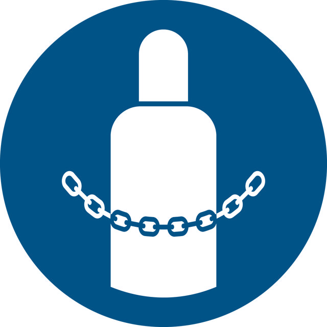 Turvallisuusmerkki Kiinnitä Kaasupullot, 300 mm