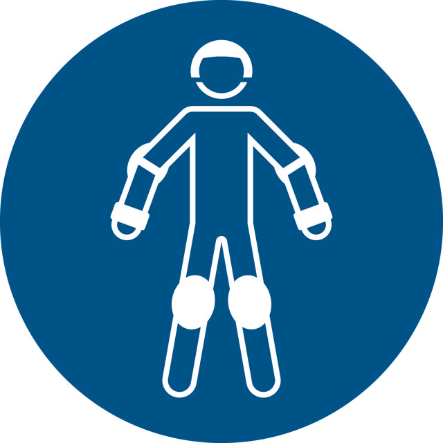 Sikkerhedsskilt Brug beskyttelsesudstyr til rullesport, 200 mm