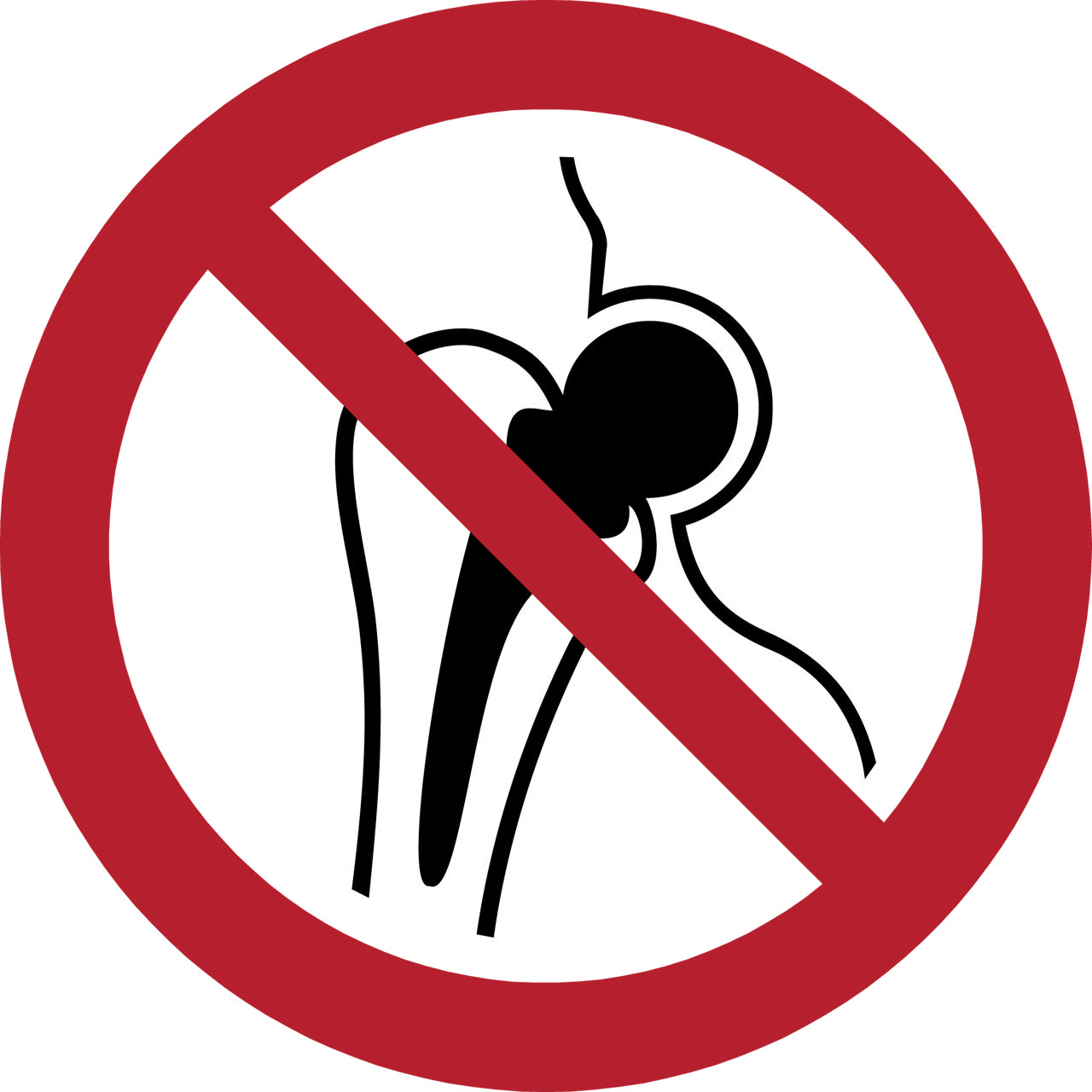 Pictogram bordje Geen toegang voor mensen met metalen proodhesen, 300 mm