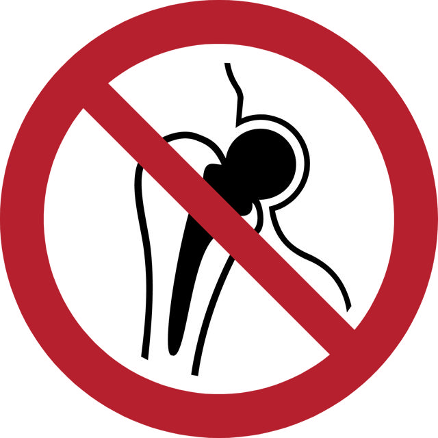 Pictogram bordje Geen toegang voor mensen met metalen proodhesen, 300 mm