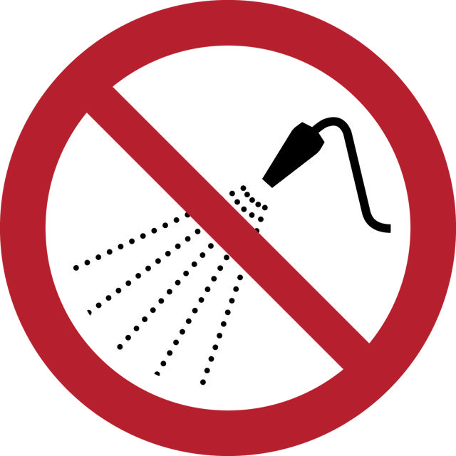 Safety Sign Do Not Spray with Water, 300 mm