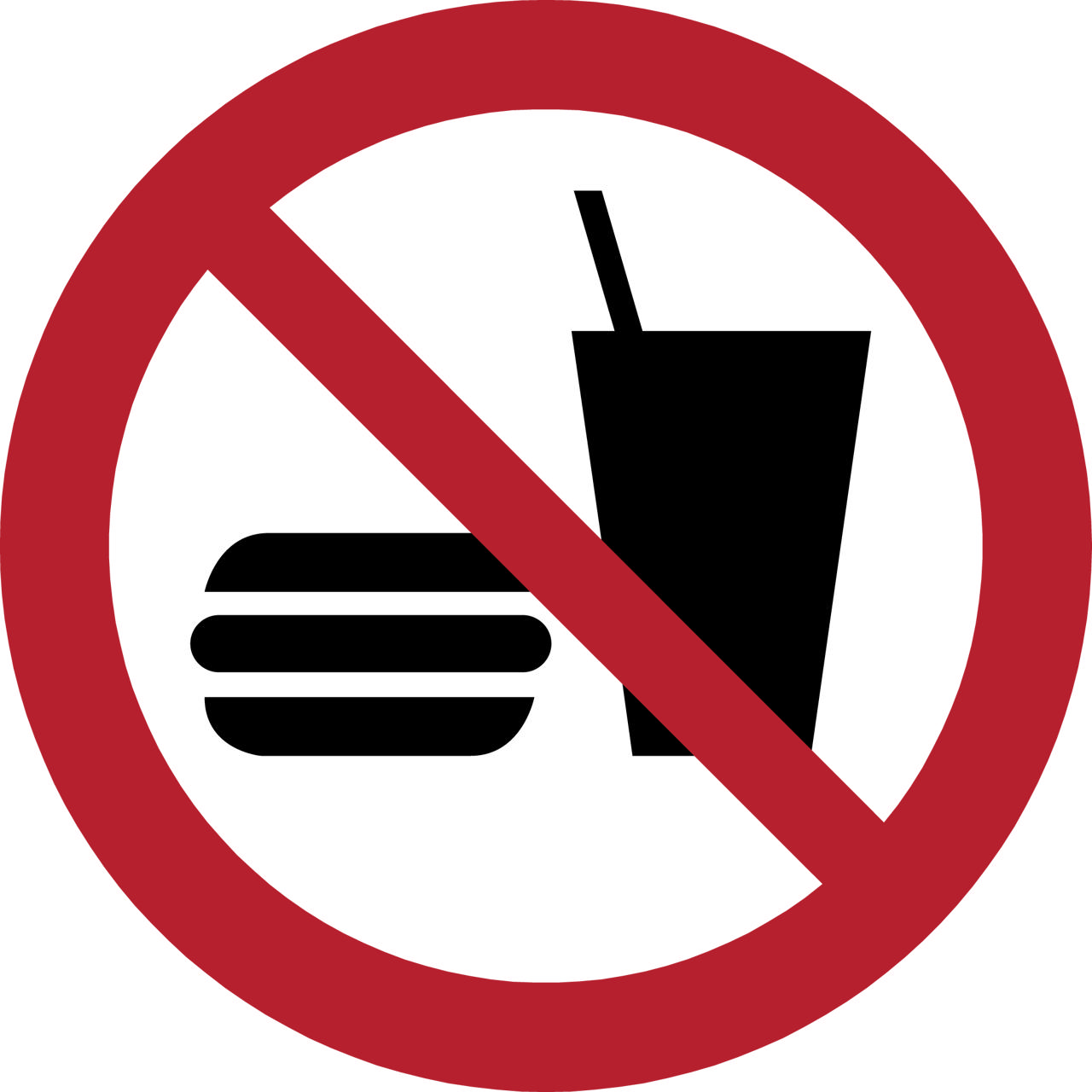 Pictogram bordje Eten en drinken niet toegestaan, 300 mm