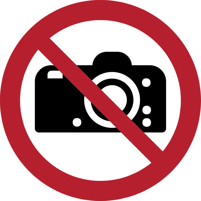 Pictogram bordje Fotografie verboden, 100 mm