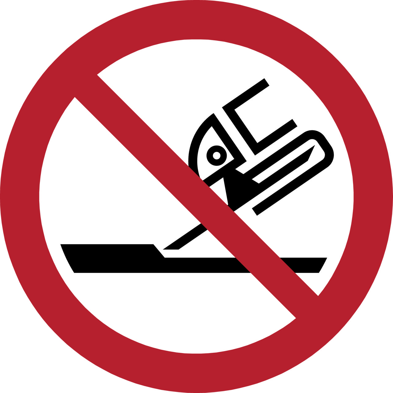 Säkerhetsskylt Använd inte för ansiktsslipning, 100 mm