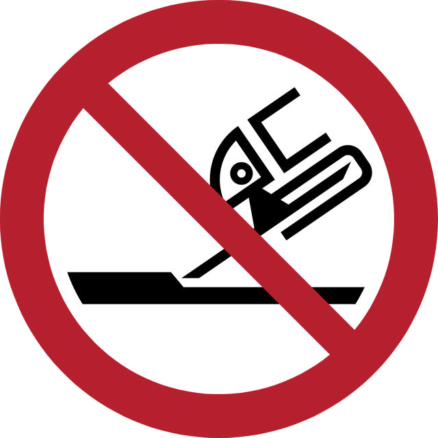 Säkerhetsskylt Använd inte för ansiktsslipning, 200 mm