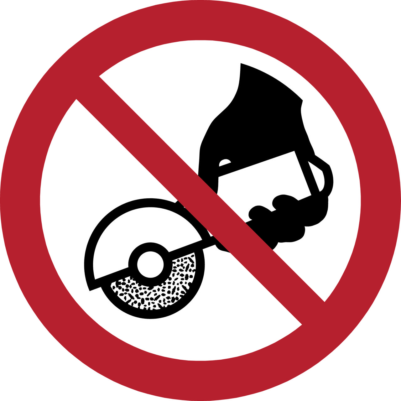 Säkerhetsskylt Använd inte med handhållen slipmaskin, 100 mm