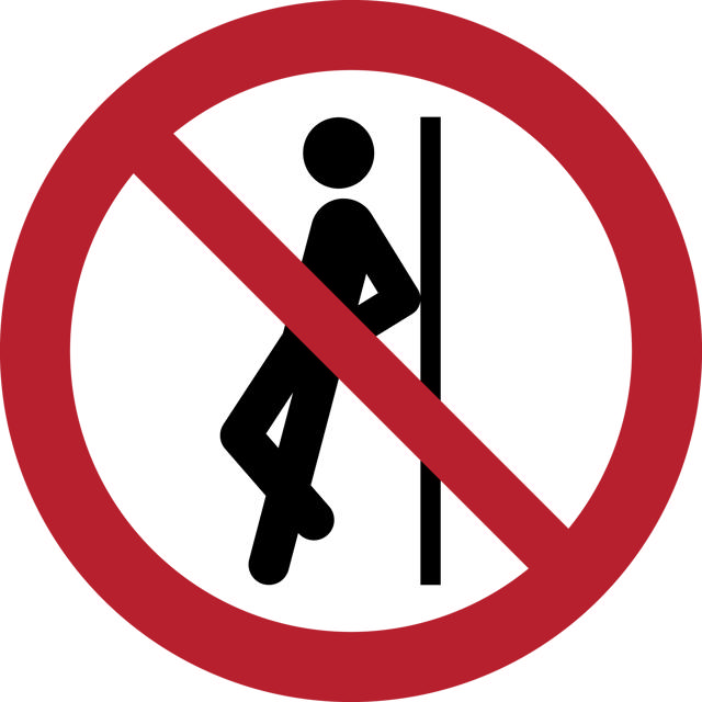 Piktogramm-Zeichen Anlehnen verboten, 100 mm