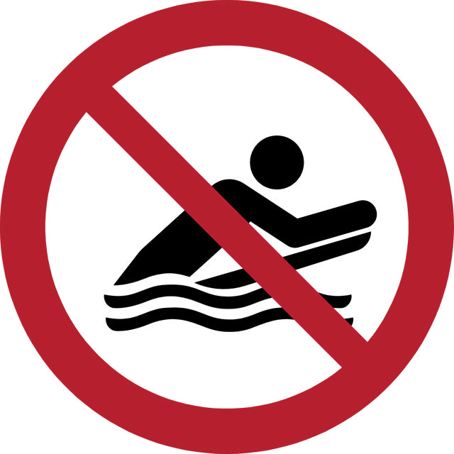 Pictogram bordje Bodysurfen verboden, 200 mm