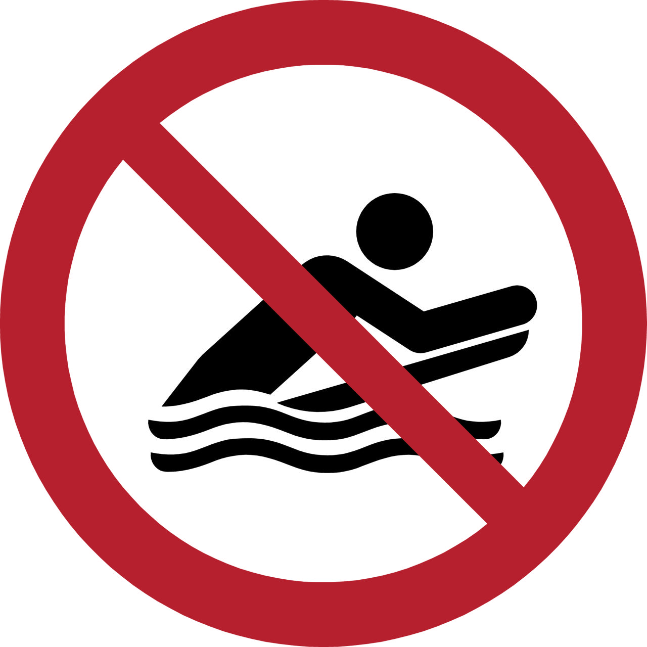 Pictogram bordje Bodysurfen verboden, 300 mm