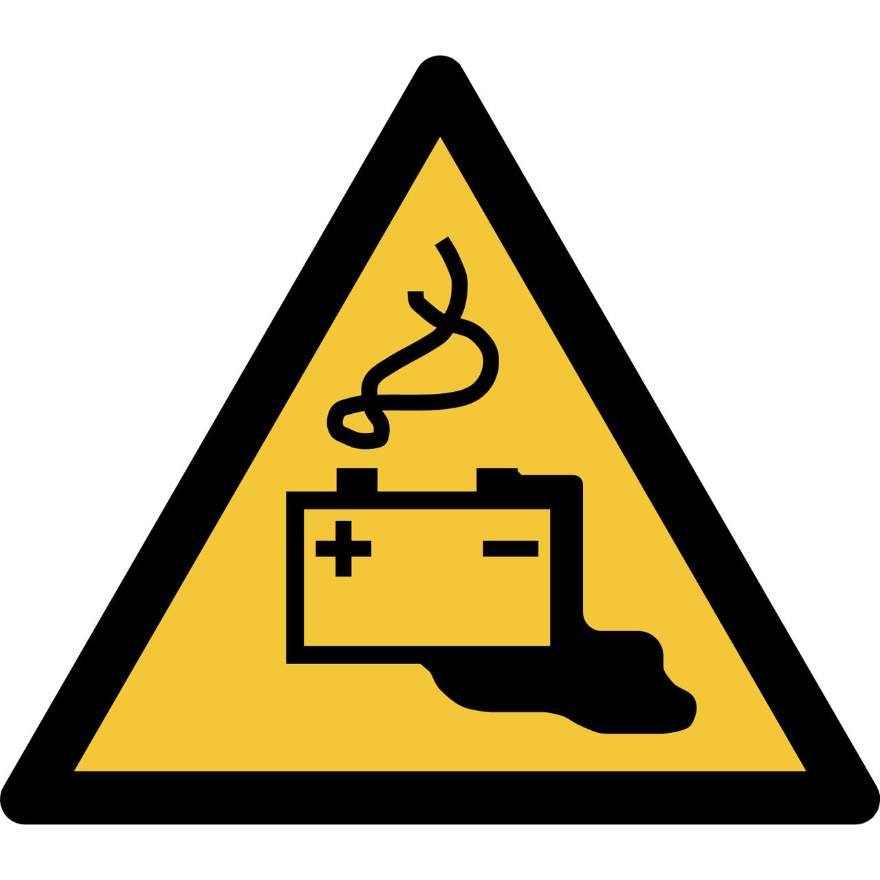 Säkerhetsskylt Varning Batteriladdning, 150 x 133 mm