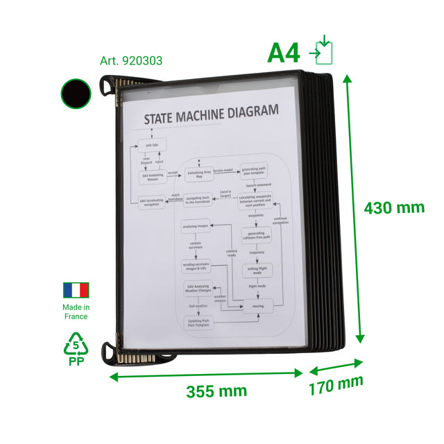 Tarifold Pro Wall Document Display System, A4, 10 Easy Load PP Pockets