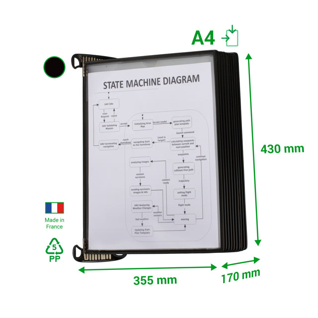 Tarifold Pro Wall Document Display System, A4, 10 Easy Load PP Pockets