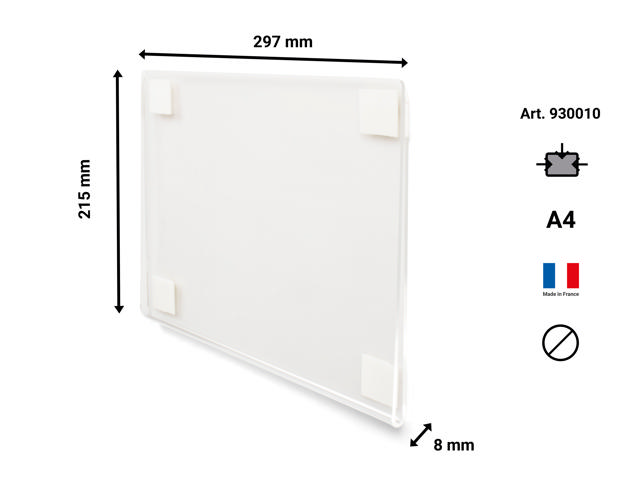 Självhäftande skylthållare i akryl, permanent, A4