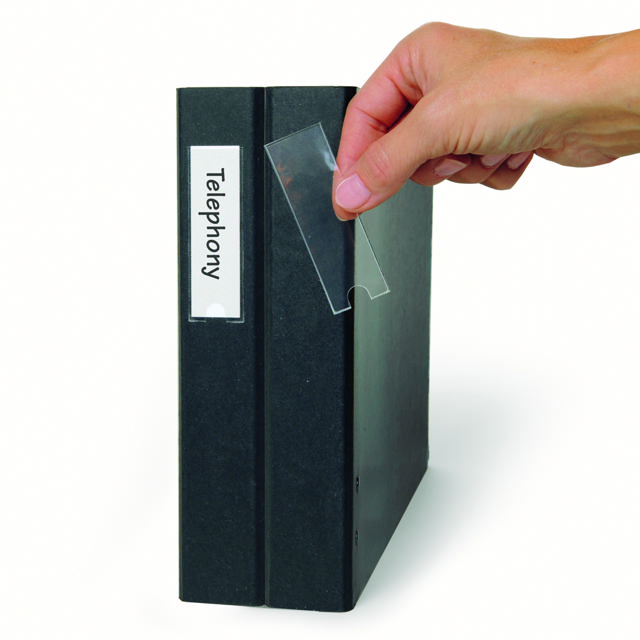 Selvklæbende etiketholder, permanent, 55 x 102 mm, med indsatser 