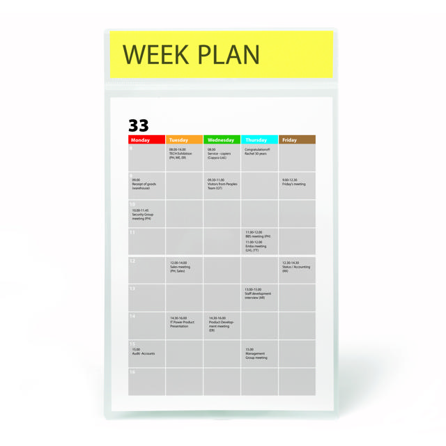 Itsekiinnittyvät kyltitaskut otsikolla, uudelleensijoitettavat, A4